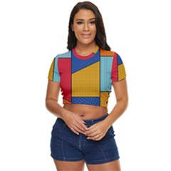 Dotted Colors Background Pop Art Style Vector Side Button Cropped Tee by Wegoenart