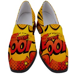 Explosion Boom Pop Art Style Women s Chunky Heel Loafers by Wegoenart