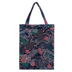 Japanese Wave Koi Illustration Seamless Pattern Classic Tote Bag by Wegoenart