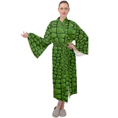 Seamless Pattern Crocodile Leather Maxi Velour Kimono by Wegoenart