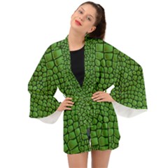 Seamless Pattern Crocodile Leather Long Sleeve Kimono by Wegoenart