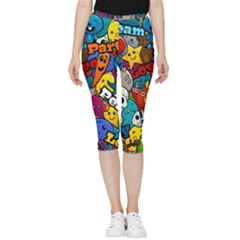 Graffiti Characters Seamless Pattern Inside Out Lightweight Velour Capri Leggings  by Wegoenart