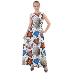 Full Color Flash Tattoo Patterns Chiffon Mesh Boho Maxi Dress