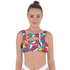 Comic Colorful Seamless Pattern Bandaged Up Bikini Top