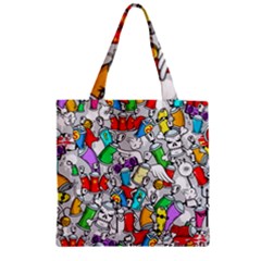 Graffit Characters Seamless Pattern Art Zipper Grocery Tote Bag by Wegoenart