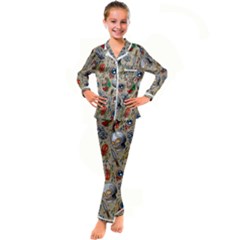 Tattoo Pattern Kid s Satin Long Sleeve Pajamas Set by Wegoenart