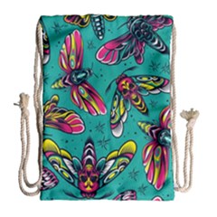 Vintage Colorful Insects Seamless Pattern Drawstring Bag (large) by Wegoenart