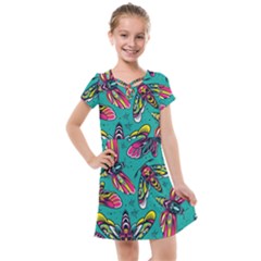 Vintage Colorful Insects Seamless Pattern Kids  Cross Web Dress