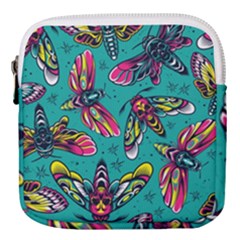 Vintage Colorful Insects Seamless Pattern Mini Square Pouch by Wegoenart