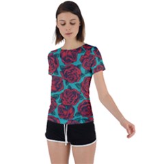 Vintage Floral Colorful Seamless Pattern Back Circle Cutout Sports Tee