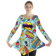 Comic Elements Colorful Seamless Pattern Long Sleeve Tunic 