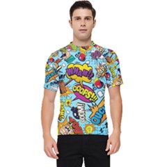 Comic Elements Colorful Seamless Pattern Men s Short Sleeve Rash Guard by Wegoenart