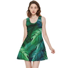 Tropical Green Leaves Background Inside Out Reversible Sleeveless Dress by Wegoenart