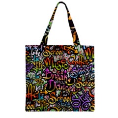 Graffiti Word Seamless Pattern Zipper Grocery Tote Bag by Wegoenart