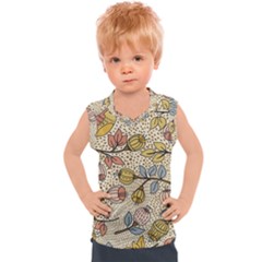 Seamless Pattern With Flower Bird Kids  Sport Tank Top