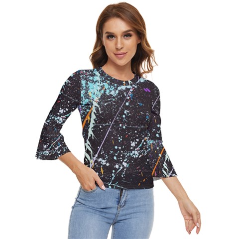 Abstract Colorful Texture Bell Sleeve Top by Wegoenart