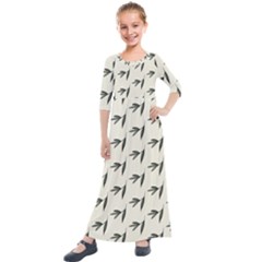 Minimalist Fall Of Leaves Kids  Quarter Sleeve Maxi Dress by ConteMonfrey