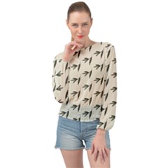 Minimalist Fall Of Leaves Banded Bottom Chiffon Top by ConteMonfrey