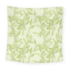 Watercolor Leaves On The Wall  Square Tapestry (large) by ConteMonfrey