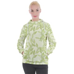 Watercolor Leaves On The Wall  Women s Hooded Pullover by ConteMonfrey