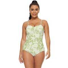 Watercolor Leaves On The Wall  Retro Full Coverage Swimsuit