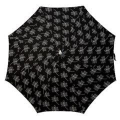 Black Cute Leaves Straight Umbrellas by ConteMonfrey