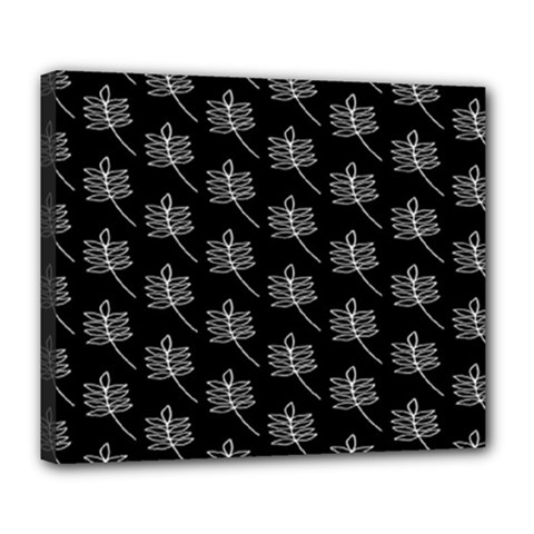 Black Cute Leaves Deluxe Canvas 24  X 20  (stretched) by ConteMonfrey