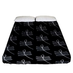 Black Cute Leaves Fitted Sheet (queen Size) by ConteMonfrey