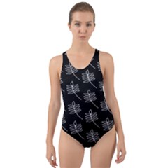 Black Cute Leaves Cut-out Back One Piece Swimsuit by ConteMonfrey