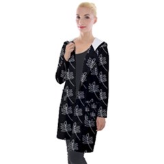 Black Cute Leaves Hooded Pocket Cardigan by ConteMonfrey