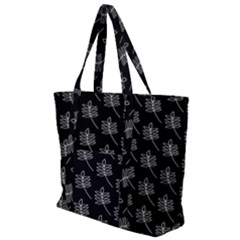 Black Cute Leaves Zip Up Canvas Bag by ConteMonfrey