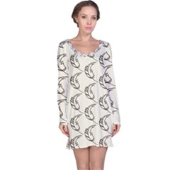 Cute Leaves Draw Long Sleeve Nightdress by ConteMonfrey