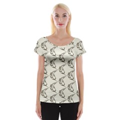 Cute Leaves Draw Cap Sleeve Top by ConteMonfrey