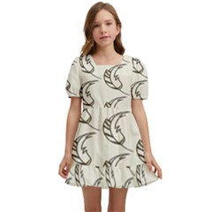Cute Leaves Draw Kids  Short Sleeve Dolly Dress by ConteMonfrey