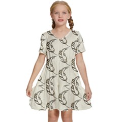 Cute Leaves Draw Kids  Short Sleeve Tiered Mini Dress by ConteMonfrey