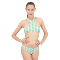 Watercolor Seaweed High Neck Bikini Set by ConteMonfrey