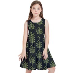 Autumn Leaves Black Kids  Skater Dress