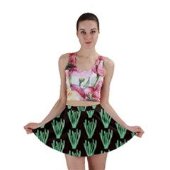 Watercolor Seaweed Black Mini Skirt by ConteMonfrey