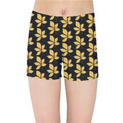 Orange And Black Leaves Kids  Sports Shorts by ConteMonfrey