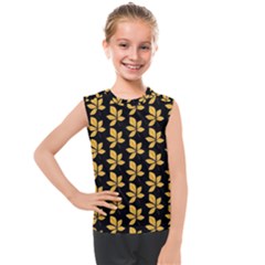 Orange And Black Leaves Kids  Mesh Tank Top by ConteMonfrey