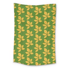 Orange Leaves Green Large Tapestry by ConteMonfrey