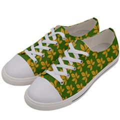 Orange Leaves Green Women s Low Top Canvas Sneakers by ConteMonfrey