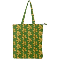 Orange Leaves Green Double Zip Up Tote Bag by ConteMonfrey