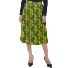 Orange Leaves Green Classic Velour Midi Skirt  by ConteMonfrey