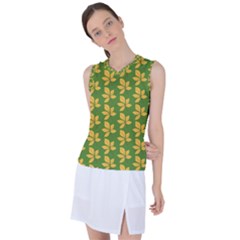 Orange Leaves Green Women s Sleeveless Sports Top by ConteMonfrey