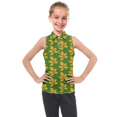 Orange Leaves Green Kids  Sleeveless Polo Tee