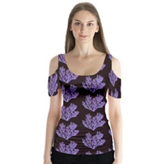 Black Seaweed Butterfly Sleeve Cutout Tee 