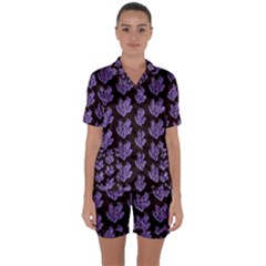 Black Seaweed Satin Short Sleeve Pajamas Set by ConteMonfrey