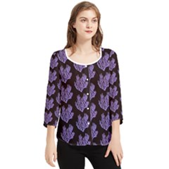 Black Seaweed Chiffon Quarter Sleeve Blouse