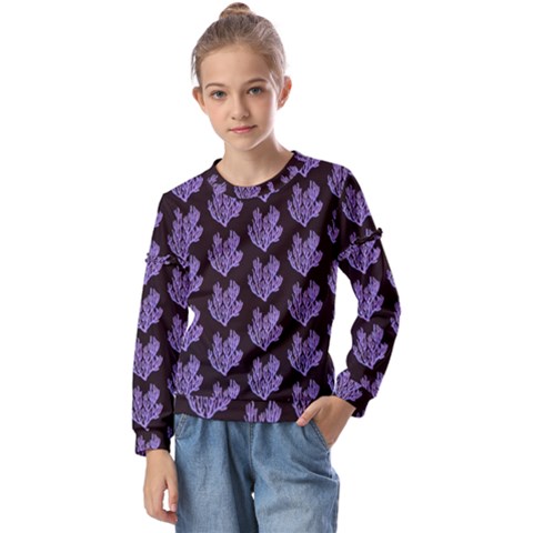 Black Seaweed Kids  Long Sleeve Tee With Frill  by ConteMonfrey